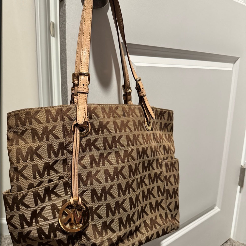 Michael Kors Classic Tan and Brown Logo Tote